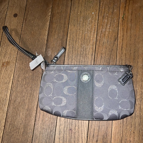 Coach Silver Grey Wristlet - Picture 1 of 7